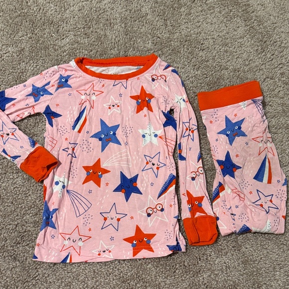 Little Sleepies Starry Pajama Set - Pink and Red - Picture 1 of 4